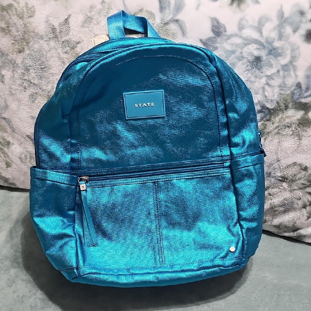 STATE Teal Metallic Backpack